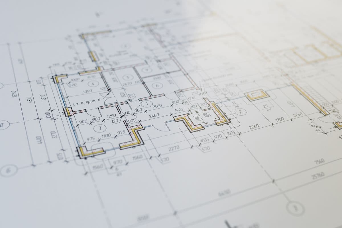 Architectural blueprints on a desk