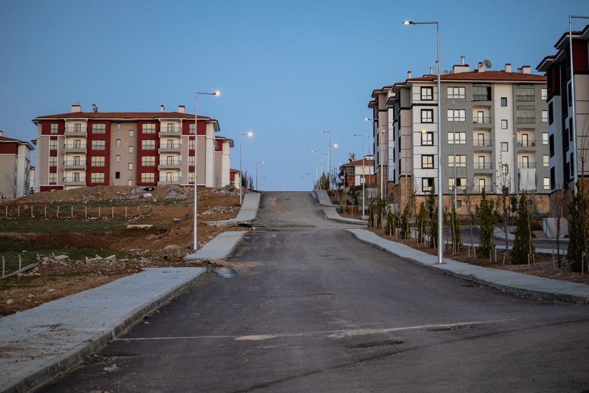 A row of brand-new homes